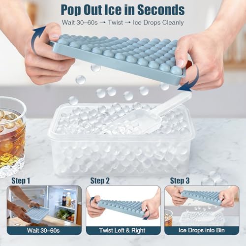 WIBIMEN Mini Ice Cube Trays for Freezer with Lid, 0.55" Pebble Ice