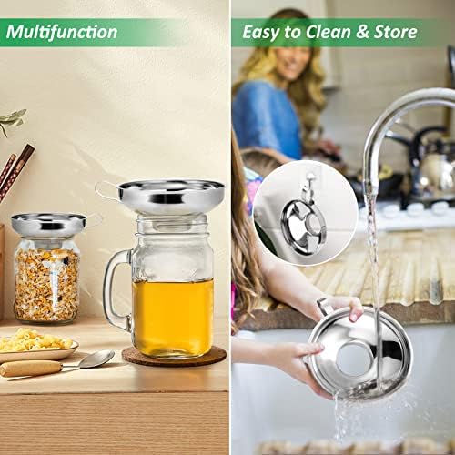 Canning Funnel with Strainer, Food Grade Funnel for Kitchen Use, Metal