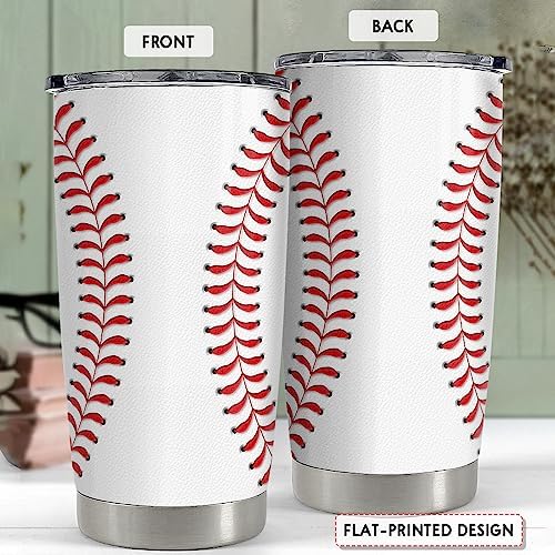 SANDJEST Baseball Tumbler Cup 20oz Stainless Steel Insulated Travel