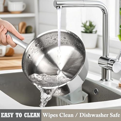 Stainless Steel Pots and Pans Set, 8 Piece Kitchen Induction Cookware Sets with Glass Lids, Works with Induction, Electric and Gas Cooktops, Non Toxic, Oven & Dishwasher Safe