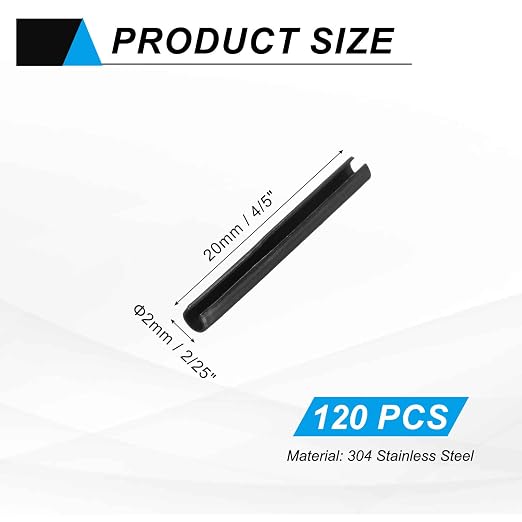 MECCANIXITY 120Pcs Slotted Split Roll Pins 2/25 Inch Dia. 4/5 Inch Length Steel - Image 2