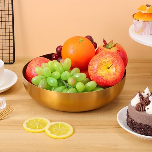 IMIKEYA Salad Bowl Gold Stainless Steel 9.5 Inch Multi-Function
