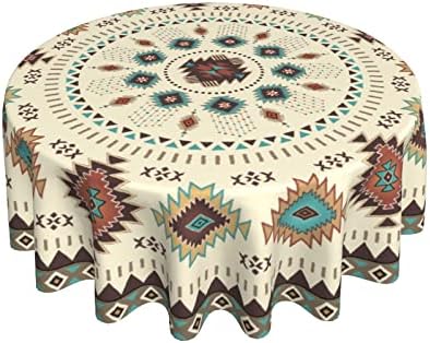 Giwawa Aztec Southwestern Round Tablecloth 60" Ethnic Tribal Geometric