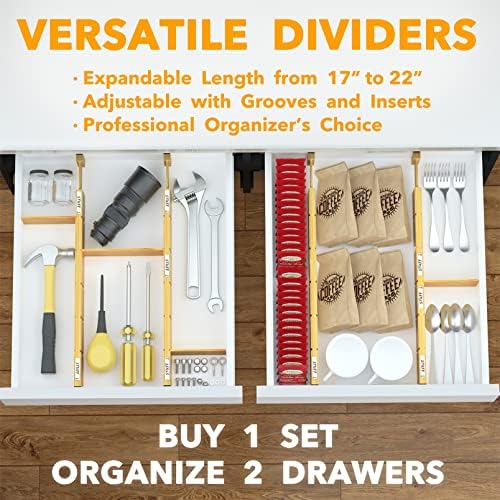 SpaceAid Bamboo Drawer Dividers with Inserts and Labels, Kitchen