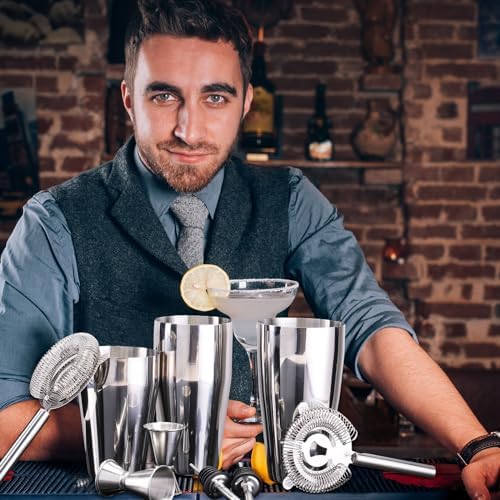 FoldTier 15 Pcs Cocktail Shaker Set Bartender Kit Boston Shaker