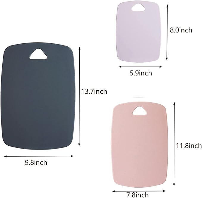 Cutting Boards for Kitchen, Plastic Cutting Board Set of 3, Thick Chopping - Image 3