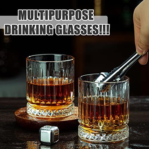 Crystal Drinking Glasses, Set of 8 Durable Glass Cups-4 Highball
