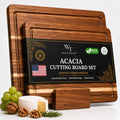Acacia Wood Cutting Boards for Kitchen, Non-Toxic Cutting Board Set of