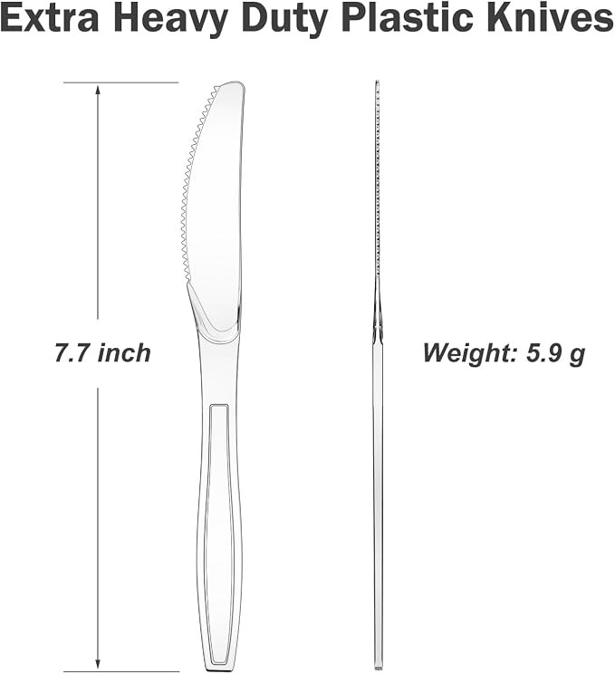 Dealusy 100 Count Extra Heavy Duty Clear Plastic Knives Disposable, Heat - Image 2