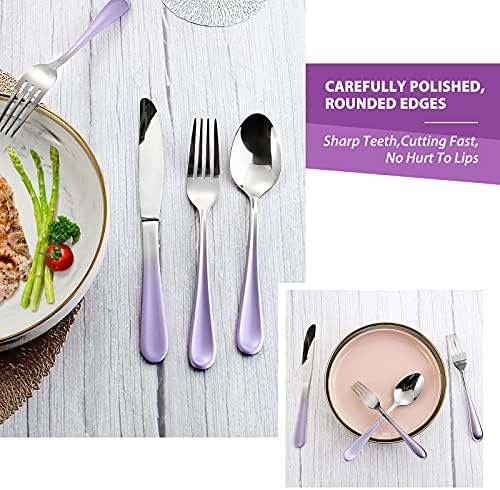 Gradient Purple Silverware set for 4,Stainless Steel Flatware Set,20
