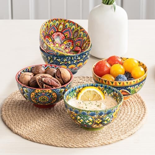 Henten Home Ceramic 5 oz Dipping Bowls, Boho Sauce Bowl Set of 6