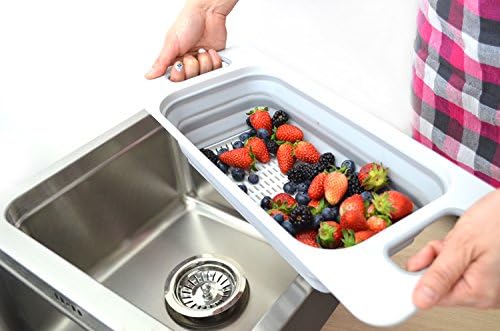 SAMMART Over The Sink Rectangular Colander (Grey)