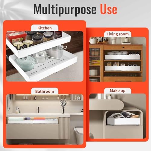 21" Deep Expandable Pull Out Cabinet Organizer,(12"-20")Slide Out