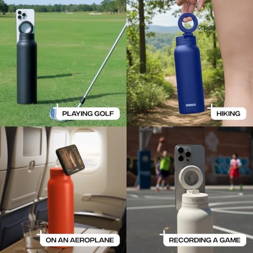 RINGO PRO Insulated Water Bottle, Magnetic Phone Tripod Mount, Ivory