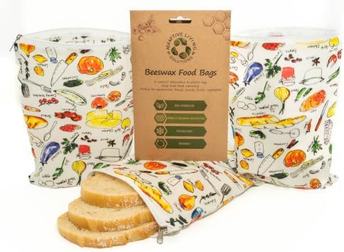 Natural Beeswax Produce Bags, 3-Pack, 7 x 10-Inch