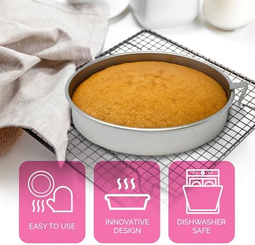 Aunt Shannon's Kitchen 8 Inch Round Cake Pans, 3 Pack, Silver Cake Pan