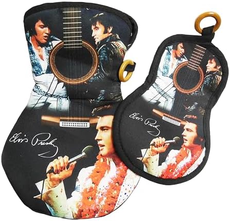 Elvis Pot Holder and Oven Mitt Set, Guitar