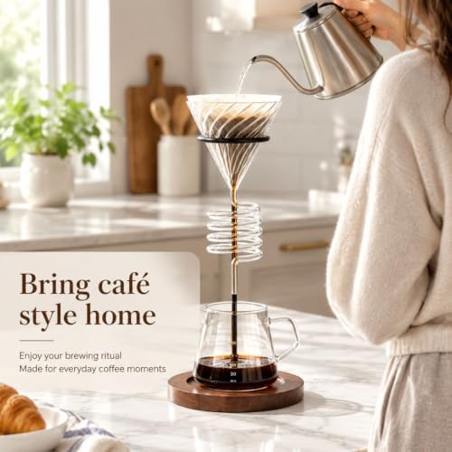 Spiral Pour Over Coffee Maker Set with Stand, 400ml