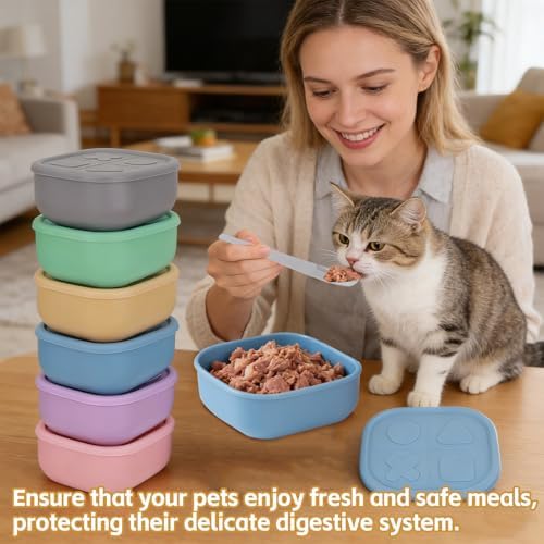 6 Packs Silicone Airtight Pets Food Storage Containers with Lids