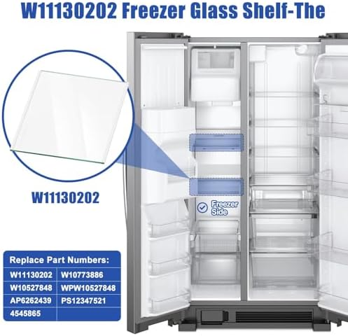 W11130202 Freezer Glass Shelf for Whirlpool WRS571CIHZ, Side by Side