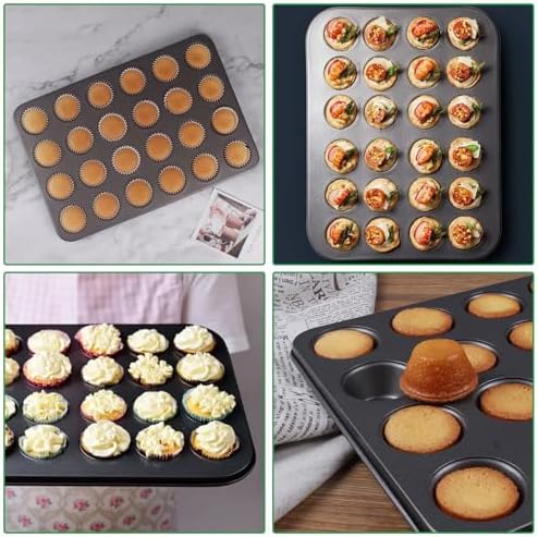 ASelected 2 Pack Mini Muffin Tray,24 Cup Muffin Baking Pan,Non-Stick