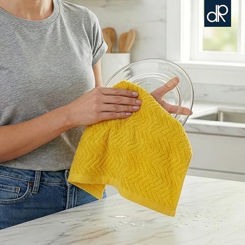 DecorRack 100% Cotton Kitchen Towels 15x25 in, Rustic Set (Pack of 4)