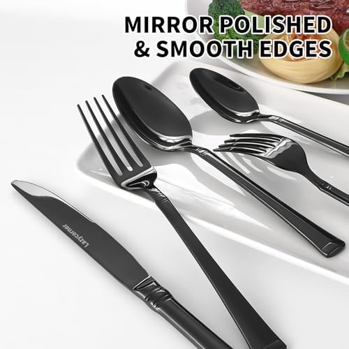 20-Piece Black Silverware Set,Service for 4,18/10 stainless steel