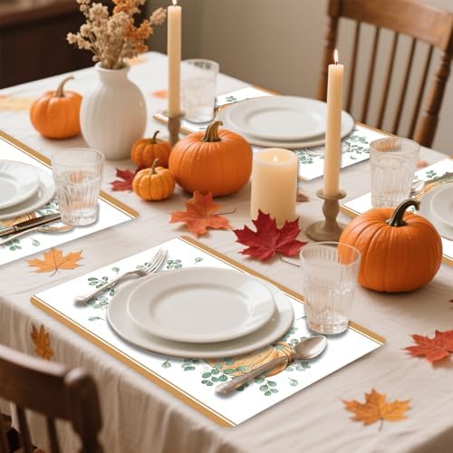 Tarklanda Fall Vinyl Table Placemats Set of 6, 11 x 15.7 Inches
