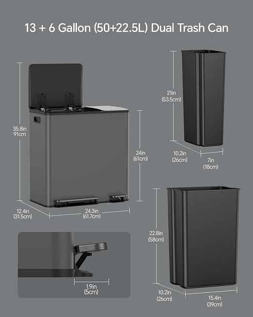 Lovewind Dual Trash and Recycling Bins - Image 2