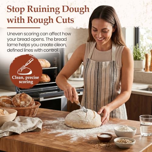 Wooden Bread Lame Sourdough Scoring Tool, 5 Razor Blades