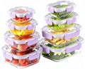 8 Pack Glass Food Storage Containers with Snap Locking Lids