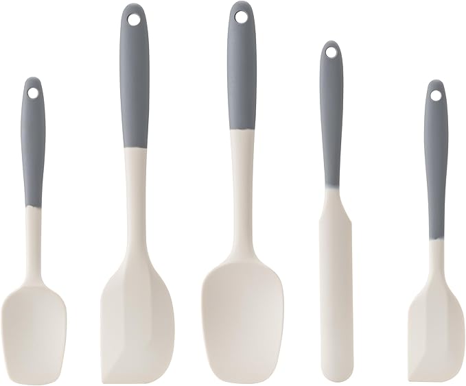 Silicone Spatula Set, 5 Piece Food Grade Rubber Spatulas by Hoewina