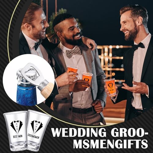 Didaey 12 Pcs Groomsmen Shot Glasses Bottle Openers Best Man Gifts