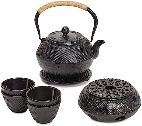Juvale Tea Kettle Stovetop Japanese Cast Iron Tetsubin - 40 oz, Black