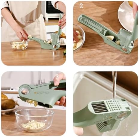 4 in 1 Garlic Press and Slicer (Green)