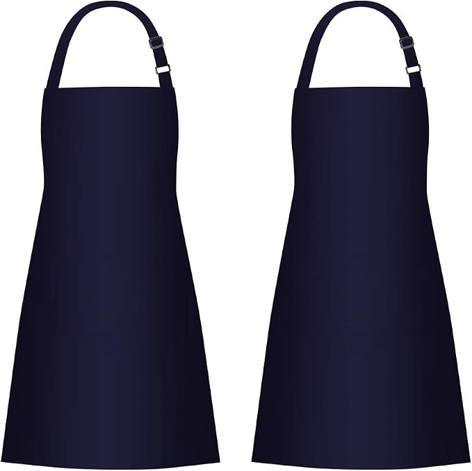 Jubatus 2 Pack Bib Aprons with 2 Pockets Cooking Chef Kitchen Apron by Jubatus