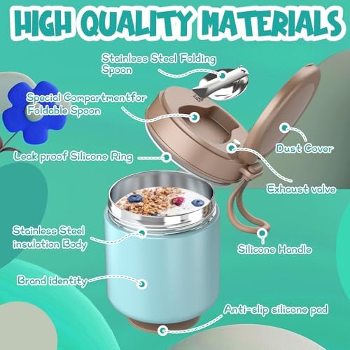 Thermo for Hot Food Kids - 15.2oz with Folding Spoon and Silicone