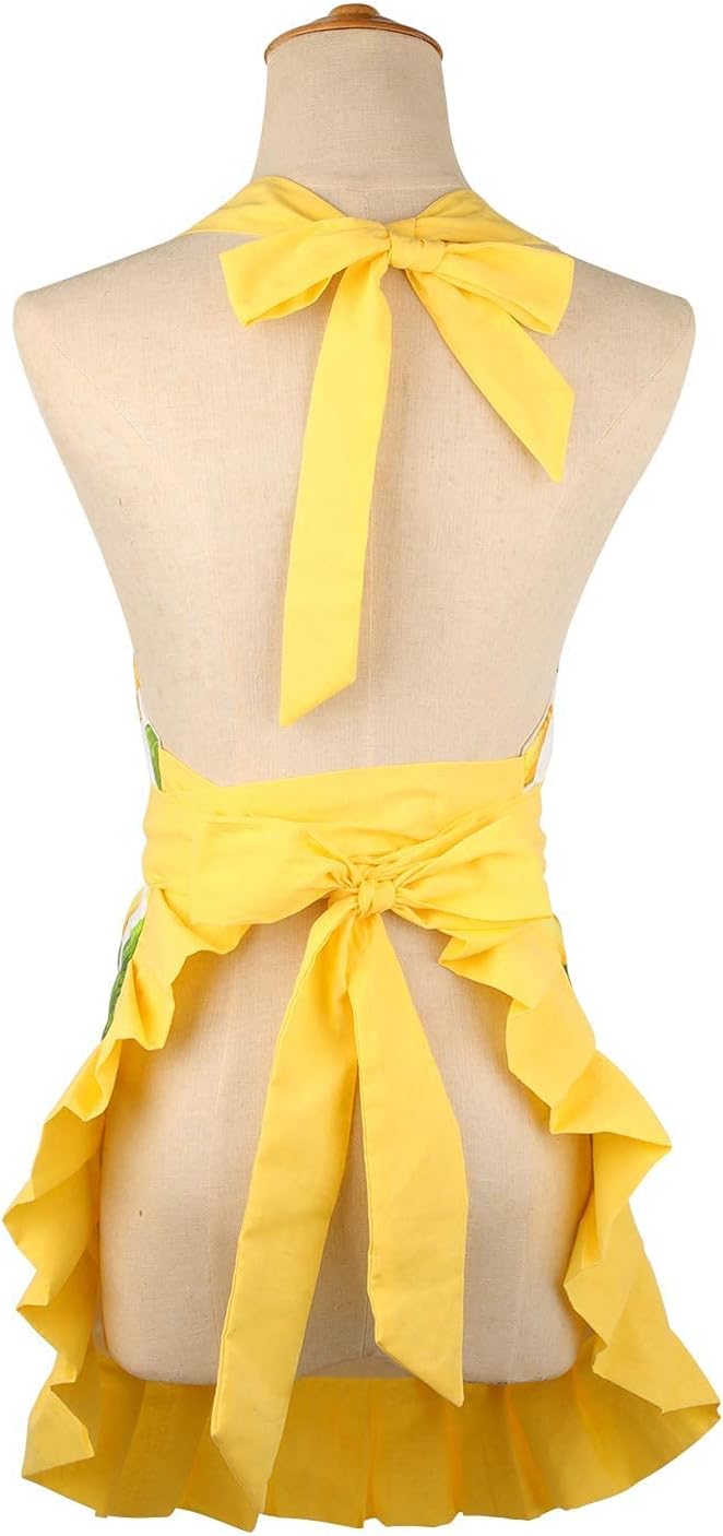 G2PLUS Thick Lemon Cotton Apron, Kitchen Apron - Image 4