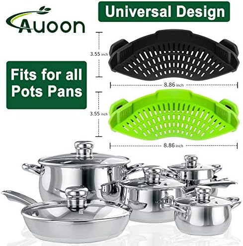 AUOON Clip On Strainer for Pots, 2Pack, Standard 8.86 x 3.55 in