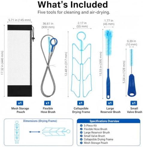 QWORK Hydration Bladder Cleaning Kit 4-in-1 Set – Heavy Duty Reservoir