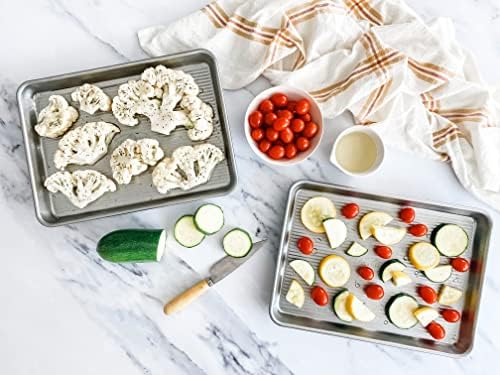 USA Pan Nonstick Quarter Sheet Pan Set of 2 and USA Pan Bakeware Half