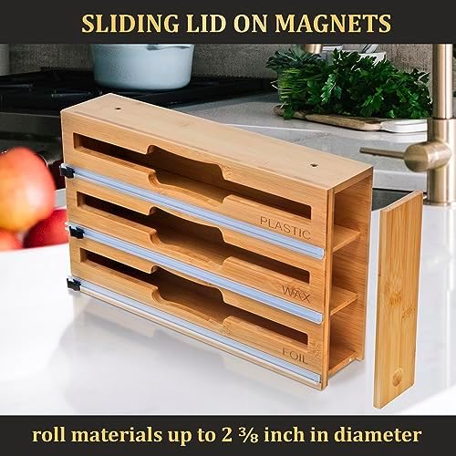 9 in 1 Bamboo Drawer Organizer for Kitchen — Zip Top Bag, Foil and
