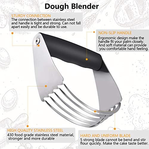 Dough Blender - Stainless Steel Pastry Cutter Set, Blender + Scraper +