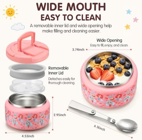 BABHAMNESS 13.5oz Soup Thermo for Hot Food Kids Insulated Vacuum Food
