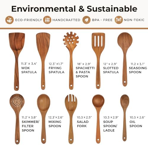 10-Piece Wooden Cooking Utensil Set