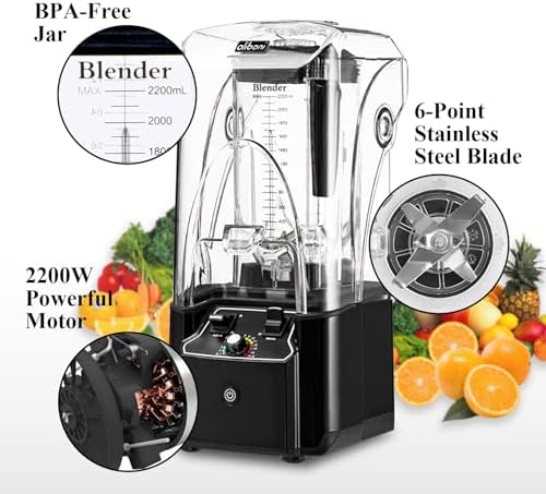 Commercial Blender for Smoothies, 2200W, 2200 ML