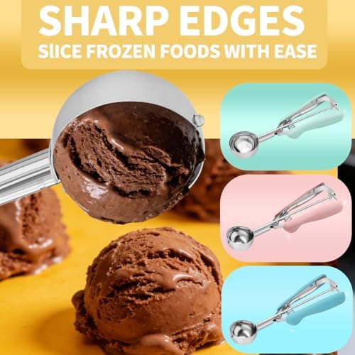 Cookie Scoop Set of 3, 18/8 Stainless Steel Cookie Dough Scoops with