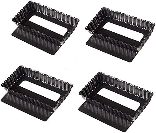 Webake 4 Pack Mini Tart Pans with Removable Bottom, Rectangular Baking