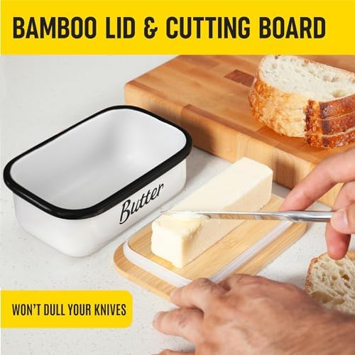 Butter Dish with Lid for Countertop & Refrigerator - Unbreakable Metal