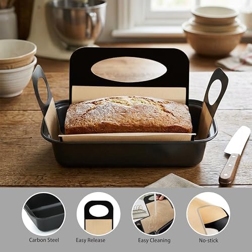 Cokuma Loaf Pans, 9*5-Inch, 2 Set with Non-stick Liners for Homemade
